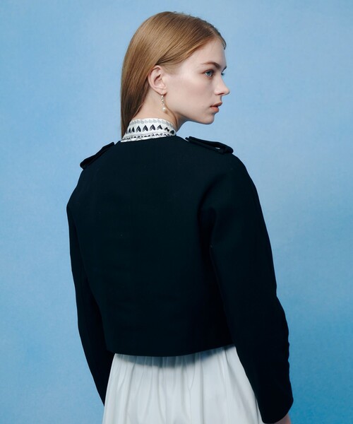 LOULOU WILLOUGHBY(ルルウィルビー)の「【LOULOU WILLOUGHBY】コットンダブルクロスジャケット(ノーカラージャケット・レディース・ホワイト/ブラック・2/1)」の18枚目の写真