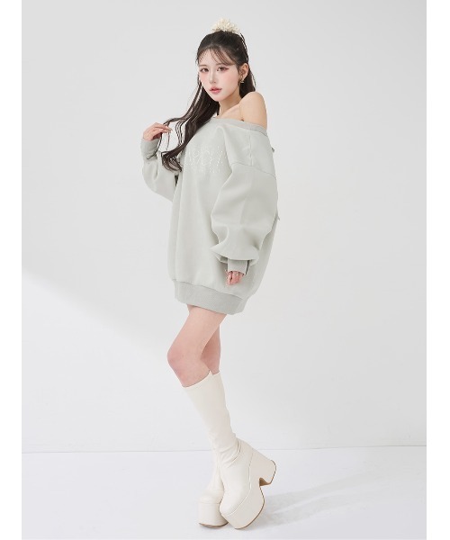 Darich(ダーリッチ)の「バックリボンパールグラフィックスウェットプルオーバー(スウェット・レディース・イエロー/ピンク/ホワイト/ライトグレー・FREE)」の12枚目の写真