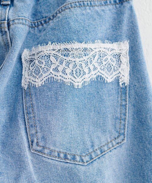 natural couture（ナチュラルクチュール）の「ポケットレースワイドデニムパンツ（デニムパンツ・レディース・ブルー/サックスブルー・FREE）」の9枚目の写真