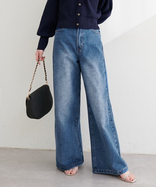 natural couture（ナチュラルクチュール）の「ポケットレースワイドデニムパンツ（デニムパンツ・レディース・ブルー/サックスブルー・FREE）」の10枚目の写真