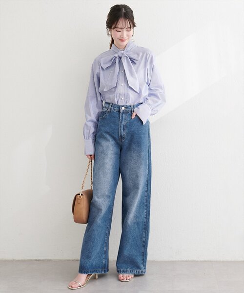 natural couture（ナチュラルクチュール）の「ポケットレースワイドデニムパンツ（デニムパンツ・レディース・ブルー/サックスブルー・FREE）」の17枚目の写真