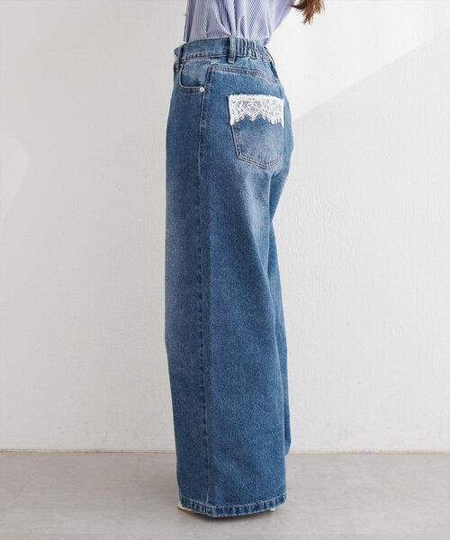 natural couture（ナチュラルクチュール）の「ポケットレースワイドデニムパンツ（デニムパンツ・レディース・ブルー/サックスブルー・FREE）」の19枚目の写真
