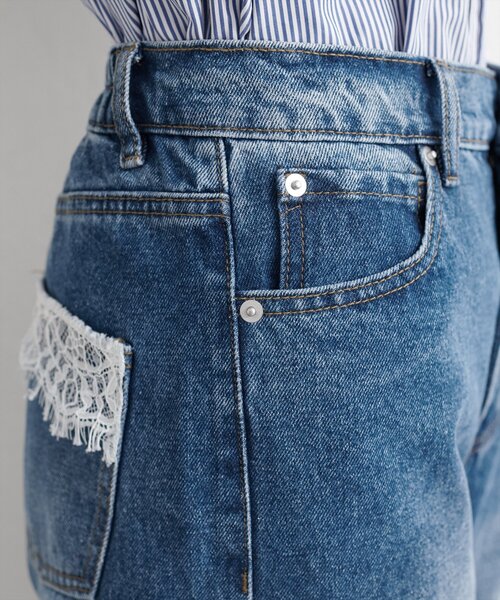 natural couture（ナチュラルクチュール）の「ポケットレースワイドデニムパンツ（デニムパンツ・レディース・ブルー/サックスブルー・FREE）」の22枚目の写真