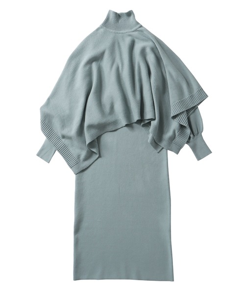 DRESSLAVE（ドレスレイブ）の「twin knit dress(ツインニットワンピース)（ワンピース・レディース・ライトグリーン/グレー・38）」の2枚目の写真