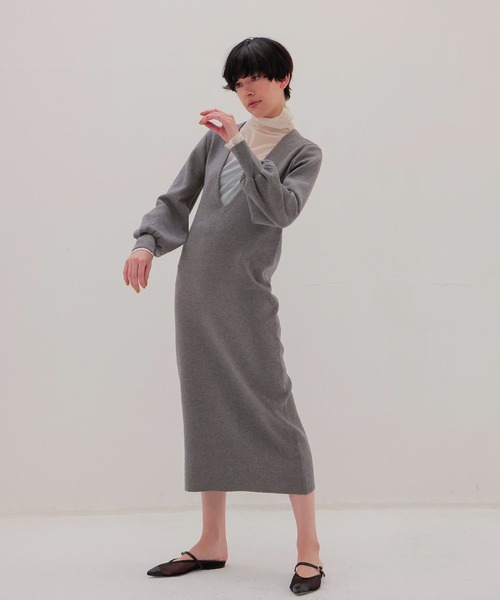 DRESSLAVE（ドレスレイブ）の「twin knit dress(ツインニットワンピース)（ワンピース・レディース・ライトグリーン/グレー・38）」の11枚目の写真
