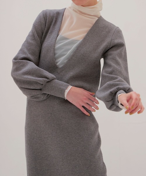 DRESSLAVE（ドレスレイブ）の「twin knit dress(ツインニットワンピース)（ワンピース・レディース・ライトグリーン/グレー・38）」の15枚目の写真