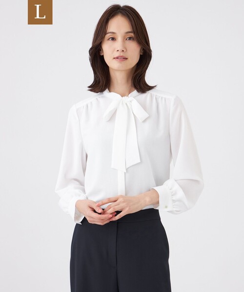 TRANS WORK(トランスワーク)の「【L】【ウォッシャブル・UV・防しわ】ストレッチジョーゼットブラウス(シャツ/ブラウス・レディース・オフホワイト/ピンク/ネイビー・46/44)」の2枚目の写真