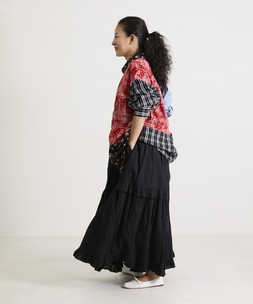Freada(フリーダ)の「Freada/フリーダ パッチワーク ビッグシャツ(シャツ/ブラウス・レディース・ブルー/ブラック・ONE SIZE)」の11枚目の写真