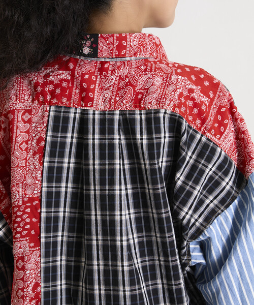 Freada(フリーダ)の「Freada/フリーダ パッチワーク ビッグシャツ(シャツ/ブラウス・レディース・ブルー/ブラック・ONE SIZE)」の21枚目の写真