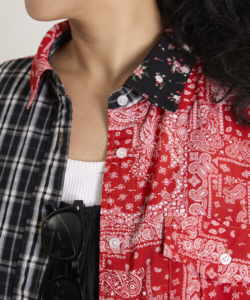 Freada(フリーダ)の「Freada/フリーダ パッチワーク ビッグシャツ(シャツ/ブラウス・レディース・ブルー/ブラック・ONE SIZE)」の22枚目の写真