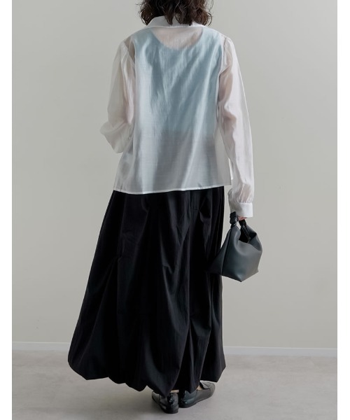 Re:EDIT（リエディ）の「[2026S/S PRE ORDER]ツマミタックデザインタフタバルーンスカート（スカート・レディース・グレー/アイボリー/ブラック・FREE）」の6枚目の写真