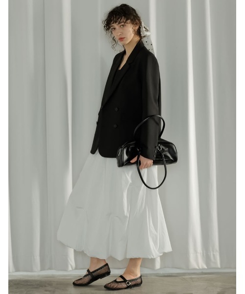 Re:EDIT（リエディ）の「[2026S/S PRE ORDER]ツマミタックデザインタフタバルーンスカート（スカート・レディース・グレー/アイボリー/ブラック・FREE）」の17枚目の写真