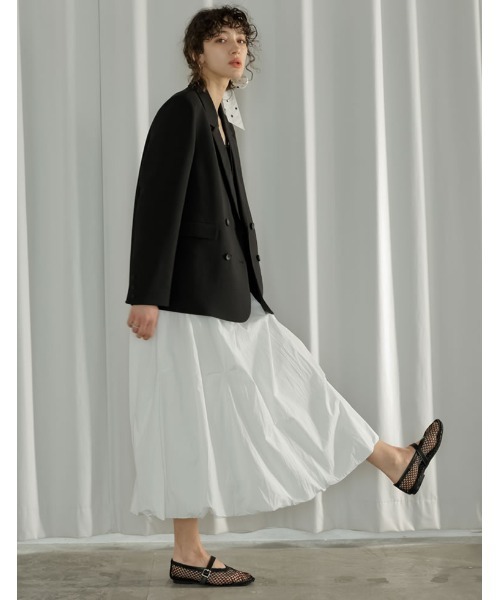 Re:EDIT（リエディ）の「[2026S/S PRE ORDER]ツマミタックデザインタフタバルーンスカート（スカート・レディース・グレー/アイボリー/ブラック・FREE）」の13枚目の写真