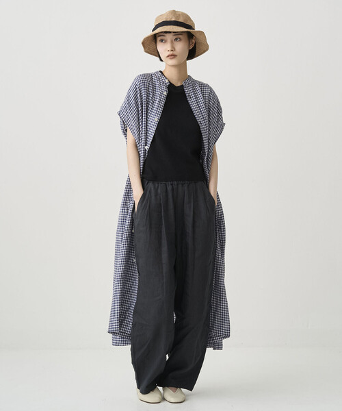 ORCIVAL | リネンチェック フレンチスリーブ シャツワンピース WOMEN