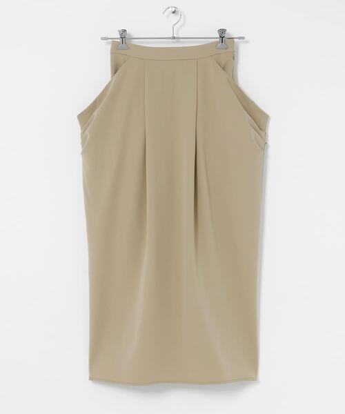 KBF（ケイビーエフ）の「ドレープタックスカート（スカート・レディース・ベージュ/チャコールグレー・ONE）」の8枚目の写真