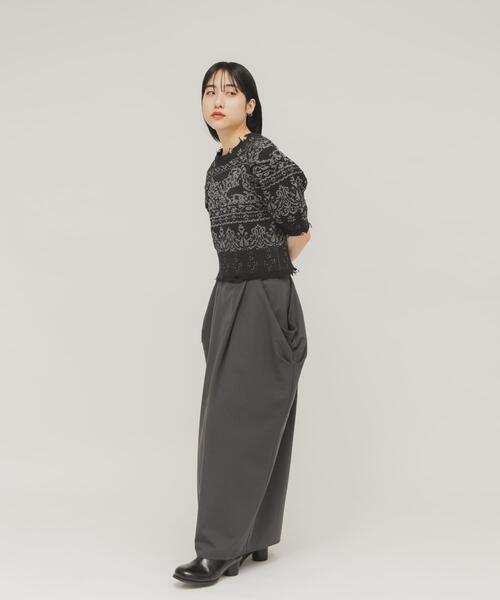 KBF（ケイビーエフ）の「ドレープタックスカート（スカート・レディース・ベージュ/チャコールグレー・ONE）」の14枚目の写真