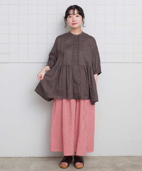 l'atelier du savon(アトリエドサボン)の「_麻のころころボタンBL(シャツ/ブラウス・レディース・ピンク/チャコールグレー/サックスブルー・FREE)」の22枚目の写真