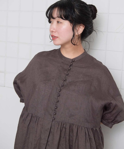 l'atelier du savon(アトリエドサボン)の「_麻のころころボタンBL(シャツ/ブラウス・レディース・ピンク/チャコールグレー/サックスブルー・FREE)」の13枚目の写真
