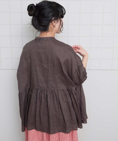 l'atelier du savon(アトリエドサボン)の「_麻のころころボタンBL(シャツ/ブラウス・レディース・ピンク/チャコールグレー/サックスブルー・FREE)」の15枚目の写真