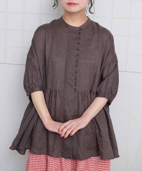 l'atelier du savon(アトリエドサボン)の「_麻のころころボタンBL(シャツ/ブラウス・レディース・ピンク/チャコールグレー/サックスブルー・FREE)」の16枚目の写真
