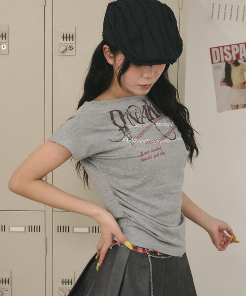 dispark(ディスパーク)の「DISPARK/ワンショルダーY2KグラフィックT(Tシャツ/カットソー・レディース・杢グレー/ブラック・FREE)」の7枚目の写真