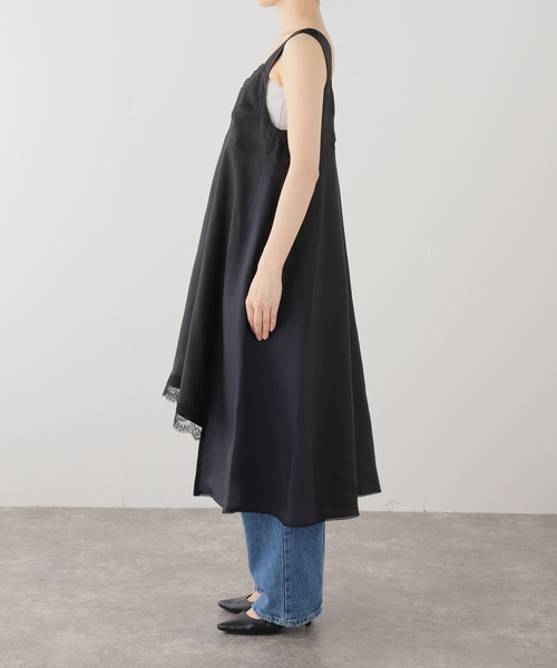 journal standard L'essage（ジャーナルスタンダードレサージュ）の「【JANE SMITH/ジェーンスミス】 WASHED CUPRO LACE TRIMMED MIN：ワンピース（ワンピース・レディース・ブラック・38）」の2枚目の写真