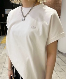 【オンライン限定】LACOSTE オーバーサイズ フレンチスリーブ サイドスリット クルーネックTシャツ