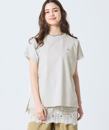 LACOSTE（ラコステ）の「【オンライン限定】LACOSTE ルーズフィット フレンチスリーブ サイドスリット クルーネックTシャツ（Tシャツ/カットソー）」