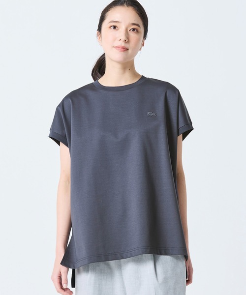 LACOSTE(ラコステ)の「【オンライン限定】LACOSTE オーバーサイズ フレンチスリーブ サイドスリット クルーネックTシャツ(Tシャツ/カットソー・レディース・オフホワイト/ダークアッシュ/ブラック/グレイッシュベージュ・FREE)」の3枚目の写真
