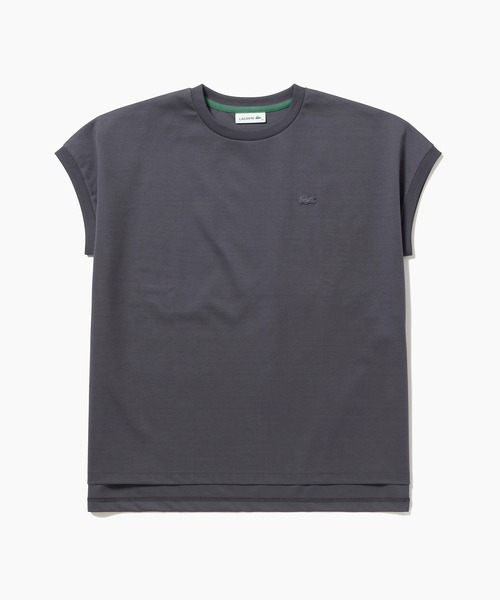 LACOSTE(ラコステ)の「【オンライン限定】LACOSTE オーバーサイズ フレンチスリーブ サイドスリット クルーネックTシャツ(Tシャツ/カットソー・レディース・オフホワイト/ダークアッシュ/ブラック/グレイッシュベージュ・FREE)」の5枚目の写真