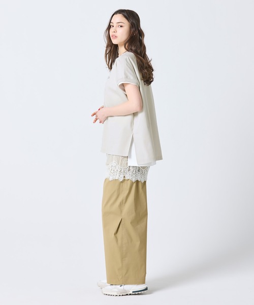 LACOSTE(ラコステ)の「【オンライン限定】LACOSTE オーバーサイズ フレンチスリーブ サイドスリット クルーネックTシャツ(Tシャツ/カットソー・レディース・オフホワイト/ダークアッシュ/ブラック/グレイッシュベージュ・FREE)」の12枚目の写真