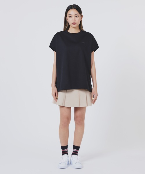 LACOSTE(ラコステ)の「【オンライン限定】LACOSTE オーバーサイズ フレンチスリーブ サイドスリット クルーネックTシャツ(Tシャツ/カットソー・レディース・オフホワイト/ダークアッシュ/ブラック/グレイッシュベージュ・FREE)」の14枚目の写真