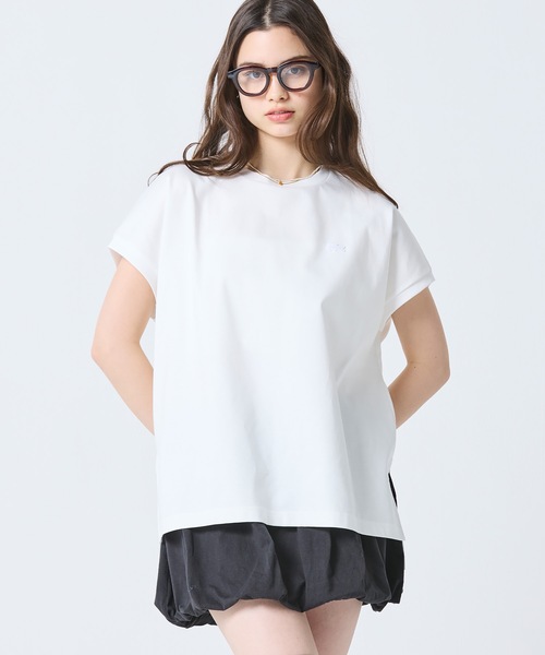 LACOSTE(ラコステ)の「【オンライン限定】LACOSTE オーバーサイズ フレンチスリーブ サイドスリット クルーネックTシャツ(Tシャツ/カットソー・レディース・オフホワイト/ダークアッシュ/ブラック/グレイッシュベージュ・FREE)」の18枚目の写真