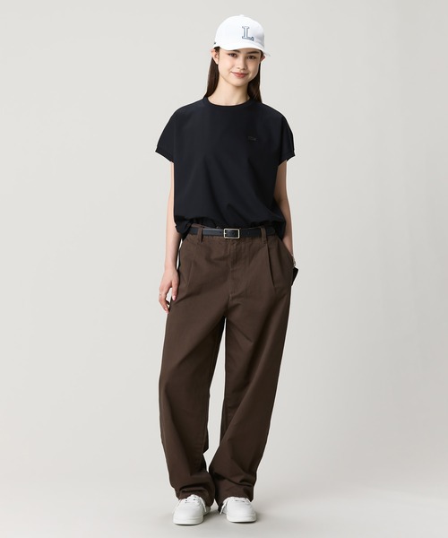 LACOSTE(ラコステ)の「【オンライン限定】LACOSTE オーバーサイズ フレンチスリーブ サイドスリット クルーネックTシャツ(Tシャツ/カットソー・レディース・オフホワイト/ダークアッシュ/ブラック/グレイッシュベージュ・FREE)」の19枚目の写真