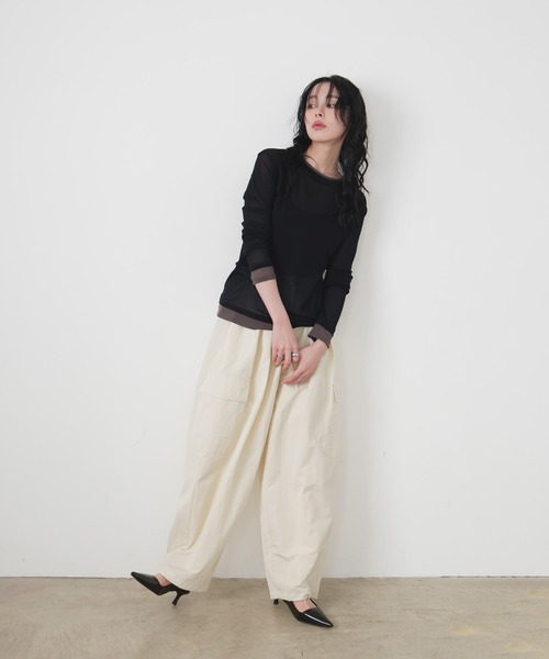 LIAN（リアン）の「撥水ワイドカーゴパンツ（カーゴパンツ・レディース・ブラック/アイボリー/ピンク/ベージュ・FREE）」の14枚目の写真