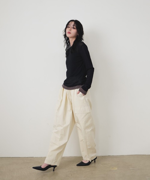 LIAN（リアン）の「撥水ワイドカーゴパンツ（カーゴパンツ・レディース・ブラック/アイボリー/ピンク/ベージュ・FREE）」の18枚目の写真