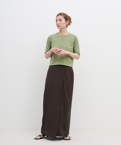 select MOCA(セレクトモカ)の「センターラインハーフスリーブサマーニット(ニット/セーター・レディース・ベージュ/グリーン/ブラック/ブラウン・FREE)」の6枚目の写真