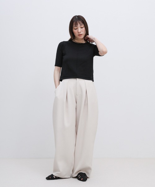 select MOCA(セレクトモカ)の「センターラインハーフスリーブサマーニット(ニット/セーター・レディース・ベージュ/グリーン/ブラック/ブラウン・FREE)」の8枚目の写真
