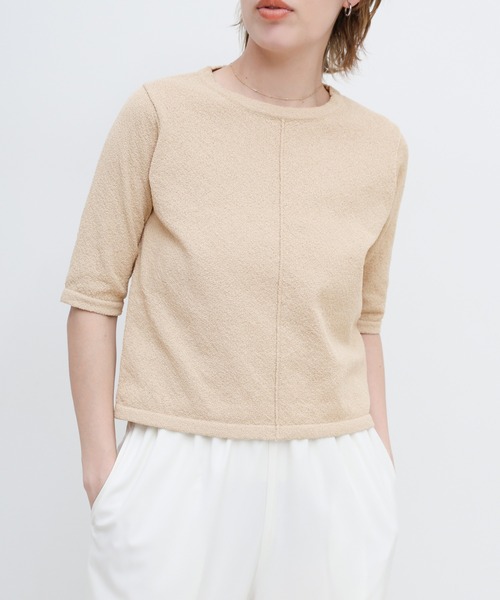 select MOCA(セレクトモカ)の「センターラインハーフスリーブサマーニット(ニット/セーター・レディース・ベージュ/グリーン/ブラック/ブラウン・FREE)」の9枚目の写真