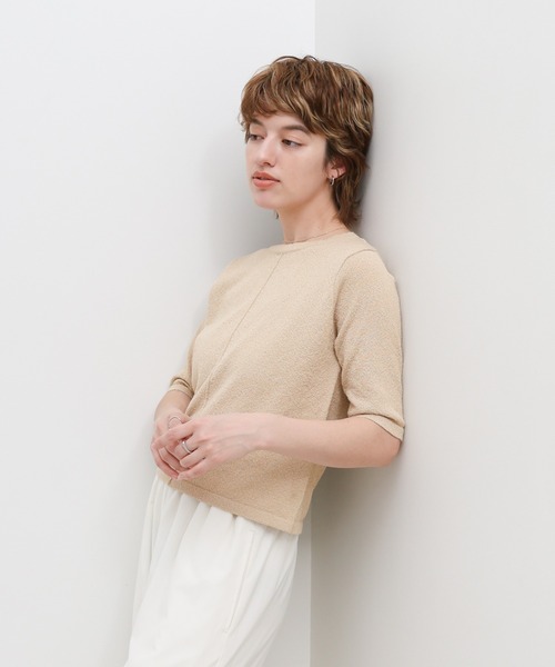 select MOCA(セレクトモカ)の「センターラインハーフスリーブサマーニット(ニット/セーター・レディース・ベージュ/グリーン/ブラック/ブラウン・FREE)」の10枚目の写真
