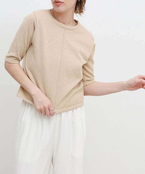 select MOCA(セレクトモカ)の「センターラインハーフスリーブサマーニット(ニット/セーター・レディース・ベージュ/グリーン/ブラック/ブラウン・FREE)」の12枚目の写真