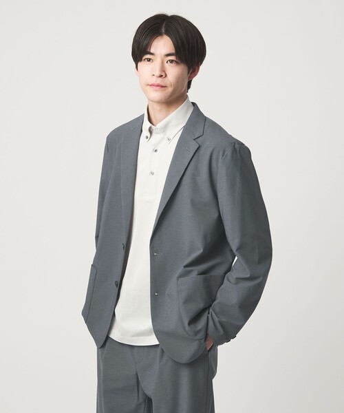 green label relaxing(グリーンレーベルリラクシング)の「ワープ ニット リラックス ジャケット -ストレッチ・吸水速乾-(テーラードジャケット・メンズ・ダークブラウン/ネイビー/グレー系・L/S/XL/M)」の1枚目の写真