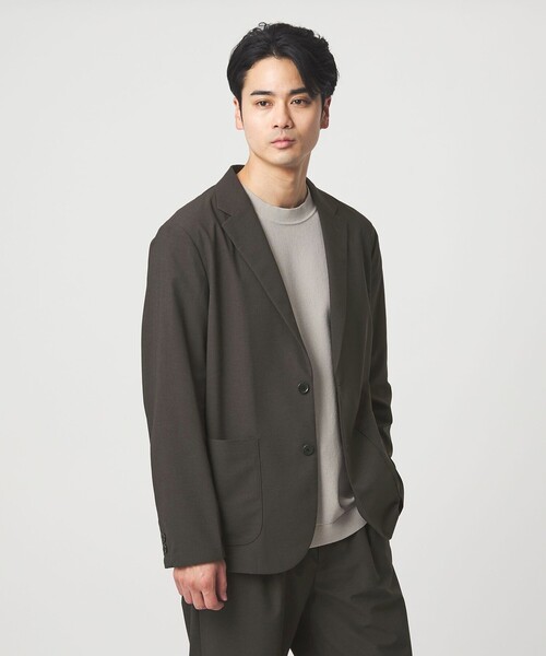 green label relaxing(グリーンレーベルリラクシング)の「ワープ ニット リラックス ジャケット -ストレッチ・吸水速乾-(テーラードジャケット・メンズ・ダークブラウン/ネイビー/グレー系・L/S/XL/M)」の2枚目の写真
