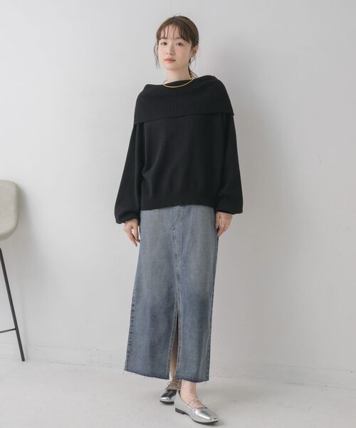 RETRO GIRL（レトロガール）の「フリンジデニムSK（デニムスカート・レディース・ケミカルウォッシュ/ブラック・LARGE/MEDIUM）」の4枚目の写真