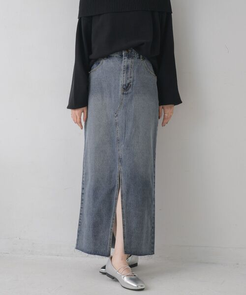 RETRO GIRL（レトロガール）の「フリンジデニムSK（デニムスカート・レディース・ケミカルウォッシュ/ブラック・LARGE/MEDIUM）」の8枚目の写真