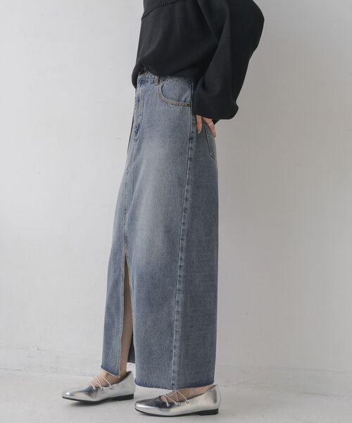 RETRO GIRL（レトロガール）の「フリンジデニムSK（デニムスカート・レディース・ケミカルウォッシュ/ブラック・LARGE/MEDIUM）」の12枚目の写真