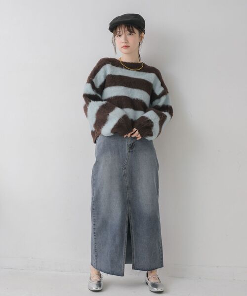 RETRO GIRL（レトロガール）の「フリンジデニムSK（デニムスカート・レディース・ケミカルウォッシュ/ブラック・LARGE/MEDIUM）」の13枚目の写真