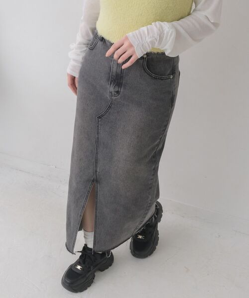 RETRO GIRL（レトロガール）の「フリンジデニムSK（デニムスカート・レディース・ケミカルウォッシュ/ブラック・LARGE/MEDIUM）」の17枚目の写真