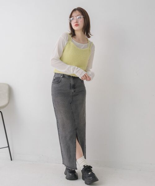 RETRO GIRL（レトロガール）の「フリンジデニムSK（デニムスカート・レディース・ケミカルウォッシュ/ブラック・LARGE/MEDIUM）」の18枚目の写真