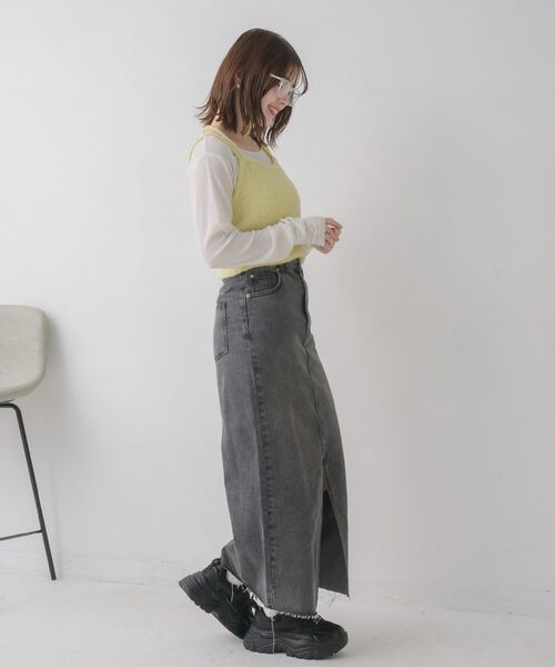 RETRO GIRL（レトロガール）の「フリンジデニムSK（デニムスカート・レディース・ケミカルウォッシュ/ブラック・LARGE/MEDIUM）」の19枚目の写真